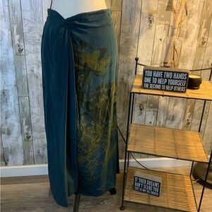 Poetry Teal Silk Skirt NWT. Size 6